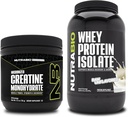Monowodzian NutraBio Creatine, Nieflawored, 150g i izolacja białka serwatkowego, Nieflawored, Suplement Paleta - Energia mięśniowa, Lean Muscle Growth, Recovery i Siła