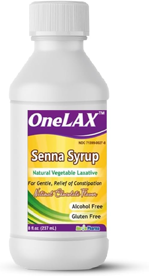 Syrop senna 124; Naturalny laksyjny roślinny (8fl.oz butelka) Naturalny aromat czekoladowy, dla delikatności, ulga zaparcia