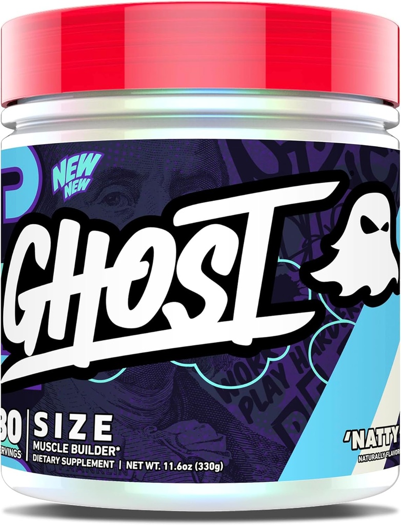 GHOST Rozmiar V3 Muscle Builder Dietary Supplement - Natty, 30 Sługi - Wsparcie wzrostu mięśni i budowania siły dla mężczyzn i kobiet - Kreatyna i Betaine - Wolny od cukru i gluten