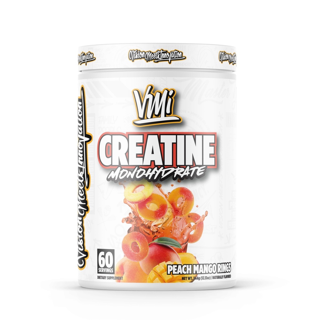 VMI Sports Creature Monhydrate Powder Muscle Mass - Siła - Rozmiar - Moc 124; 5 Grams per Serving (60 Służenia, Pierścienie brzoskwiniowe Mango)