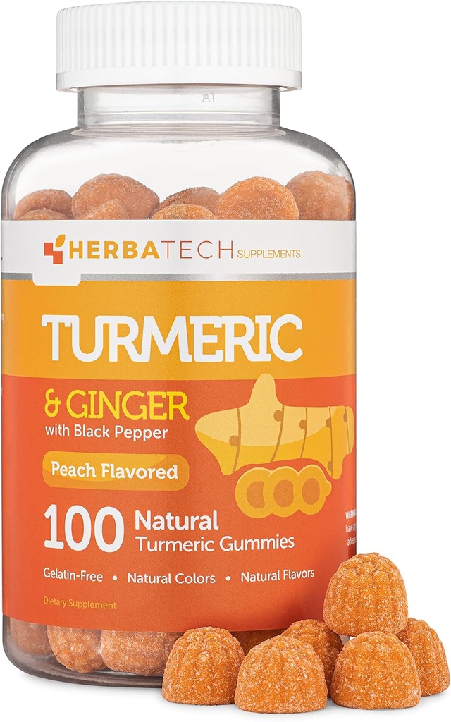 Kurkuminy kurkuminy z czarnej papryki & Ginger Root (100 Count) Suplement do żucia dla dorosłych i dzieci - Wspólne wsparcie i Vegan Safe