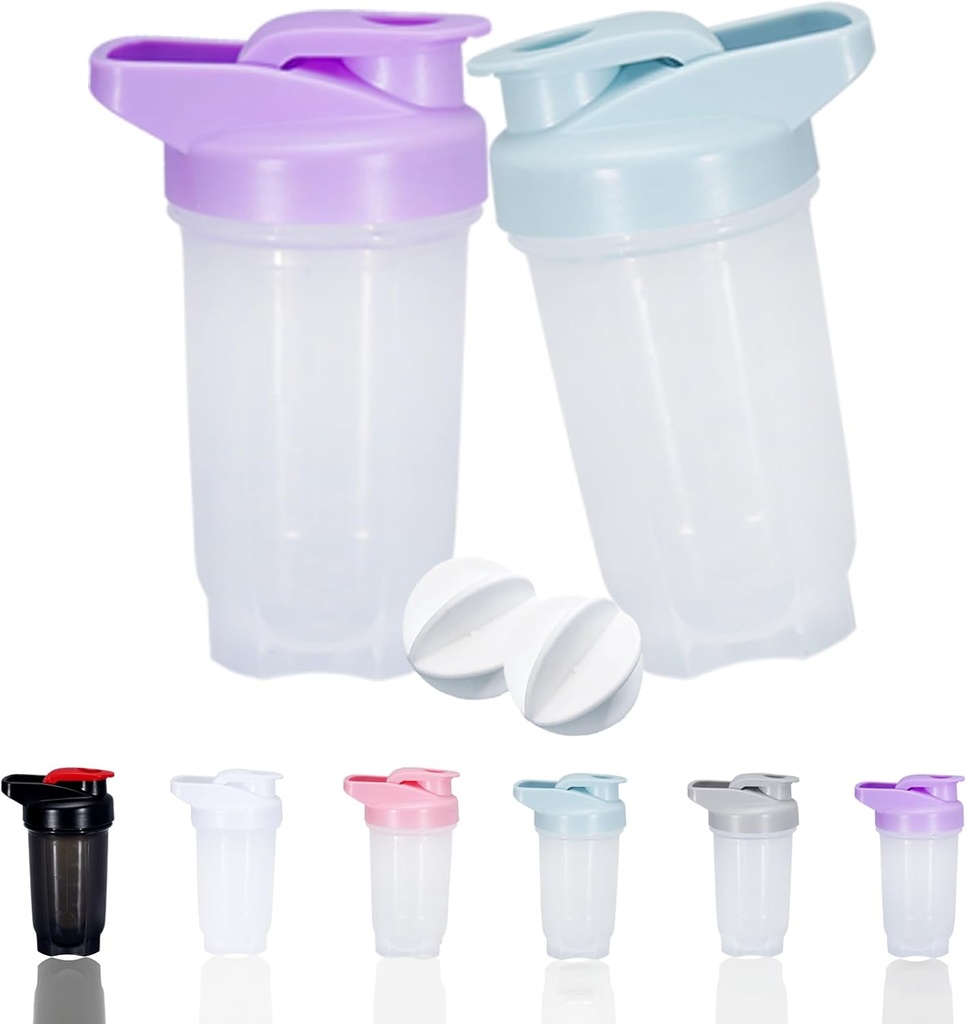 Butelka shaker Protein Shakes Cup i 10- Ounce / 300ML Shaker- Butelka z whiskey Balls, Shaker- Butelki zestaw, Non-BPA plastik (Bule + Purple (2PCS))