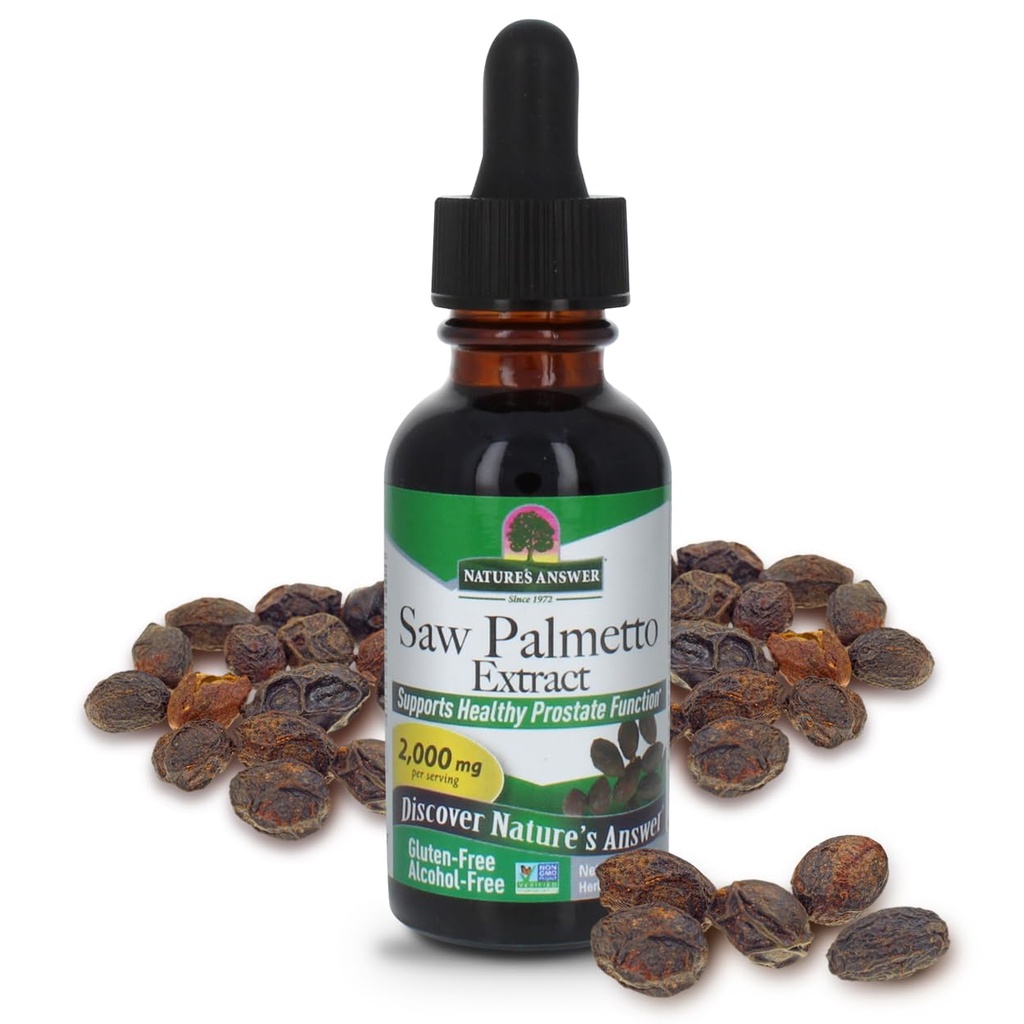 Nature's Answer Alcohol-Free Saw Palmetto Berry Extract, 1-Fluid Ounce | Prostate Support | Natural Urinary Health | Promotes Hair Growth