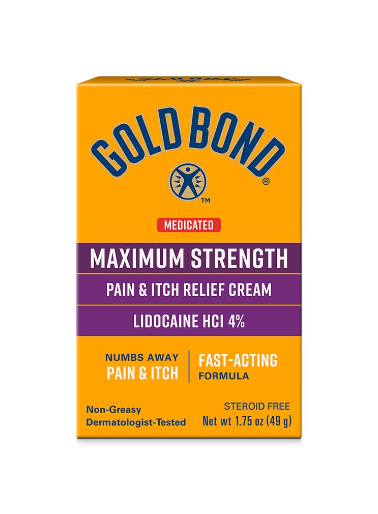 Złoto Bond Medykowany maksymalny ból siły & Itch Relief Cream, 1,75 oz., z lidokainą