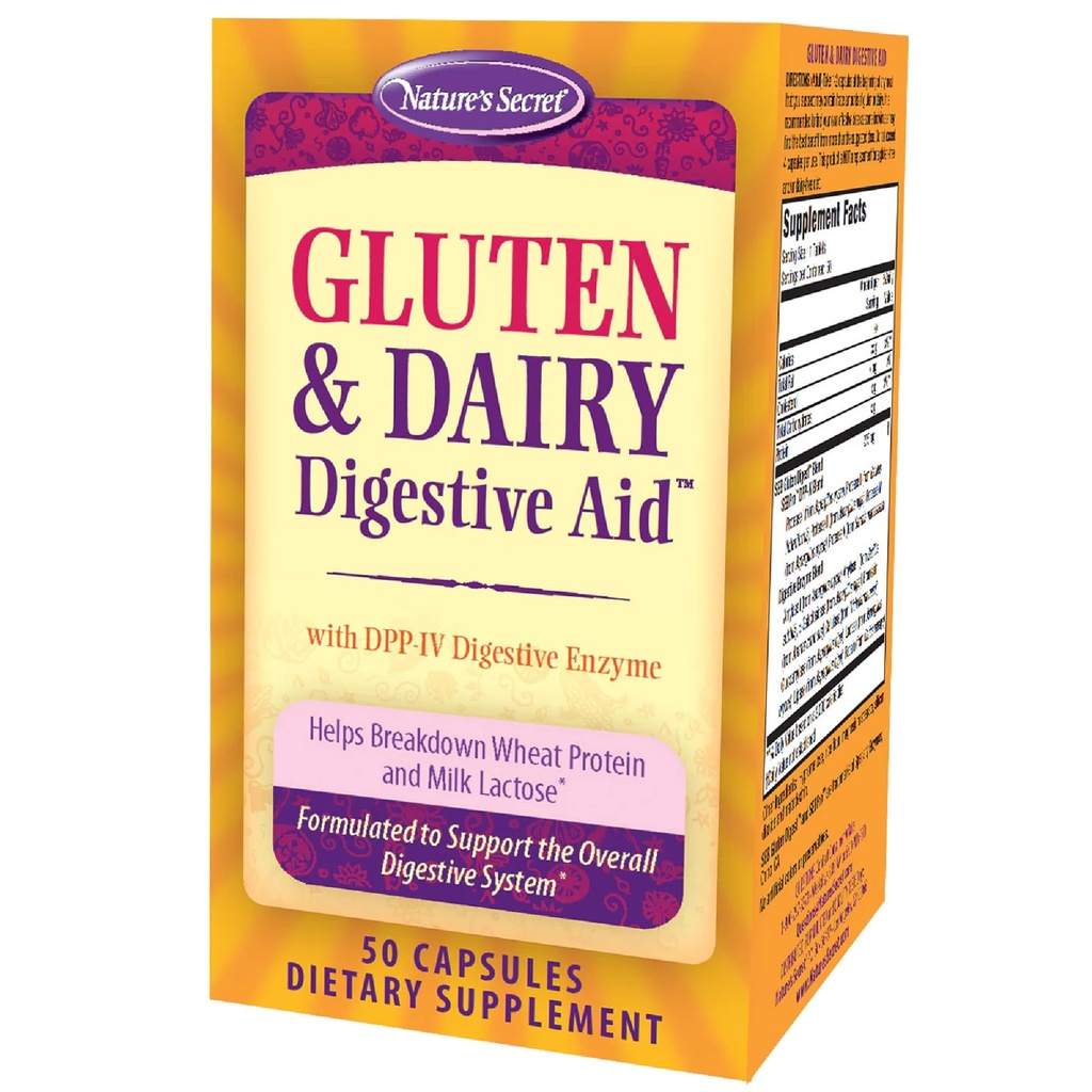 Przyroda 's Secret Gluten & Dairy Digestive Aid - 50 Kapsułki - Pomaga złamać białka pszenicy i mleka Laktoza - 25 Służenia