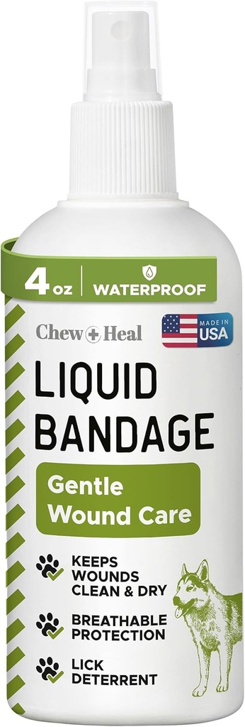 Pet Liquid Bandage for Dogs - 4 Oz Spray with Aloe - Pielęgnacja ran dla psów w tym cięcia, Scrapes, i Stitches - oddychające i wodoodporne