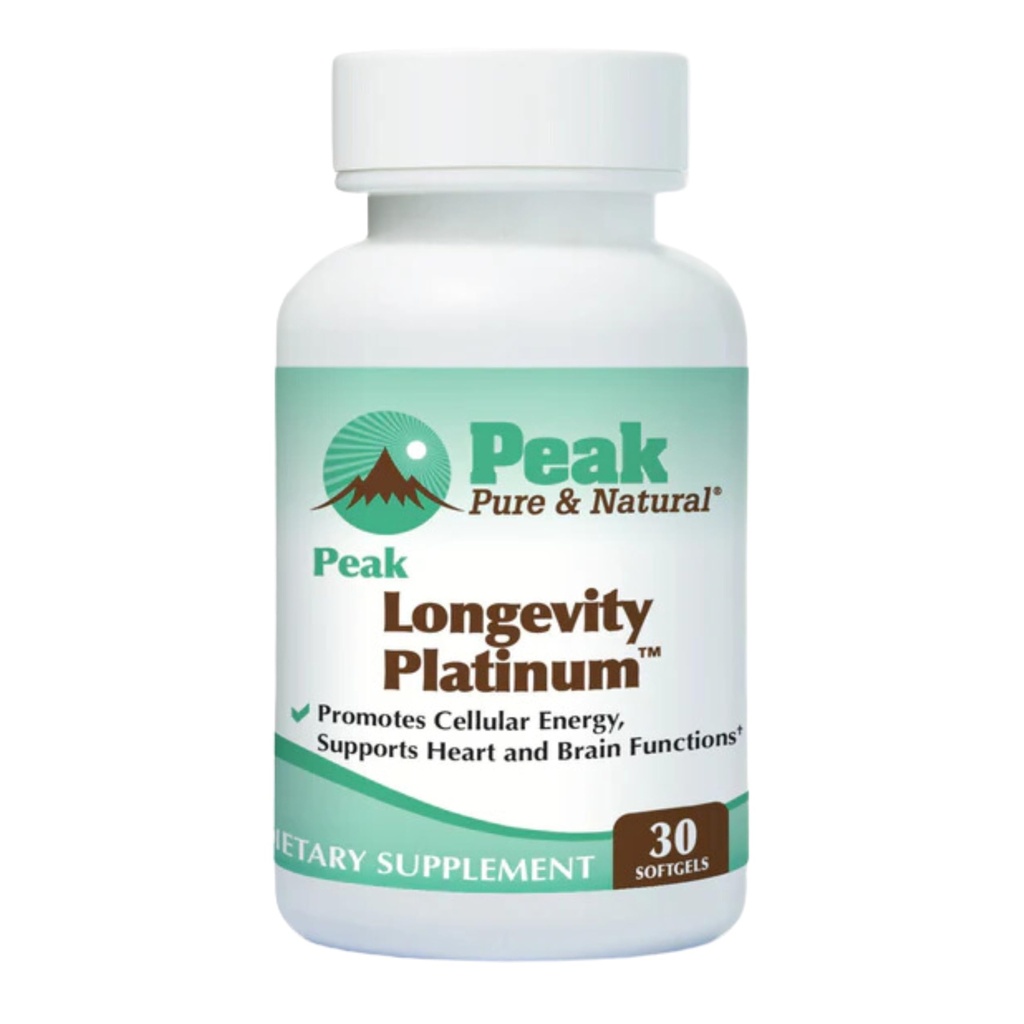Peak Longevity Platinum PQQ Supplement with Coenzym Q10 - Pyrrolochinolina Quinone with Ubiquinol CoQ10 and Shilajit - Mitochondrial Supplement for Natural Energy and Healthy Aging (30 Softgels)