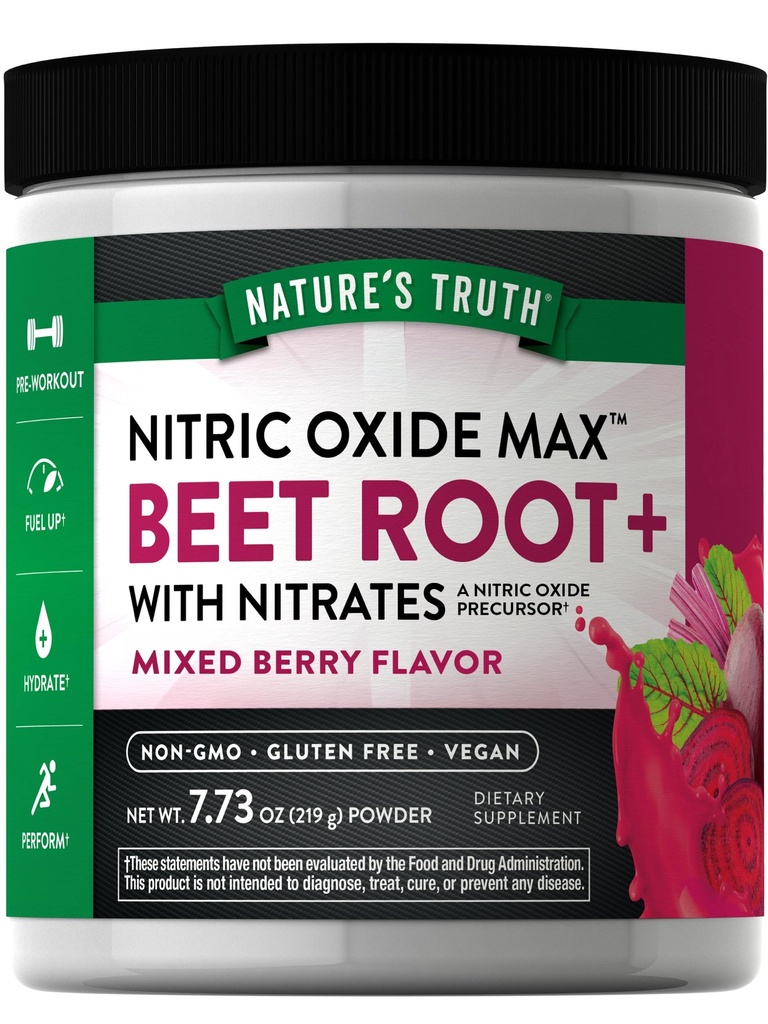 Nature 's Truth Beet Root Powder Bukiet 124; 7.73 oz 124; Suplement tlenku azotu dla mężczyzn i kobiet 124; Wegan, Non-GMO & Gluten Free Pre- Workout 124; Mieszany aromat Berry