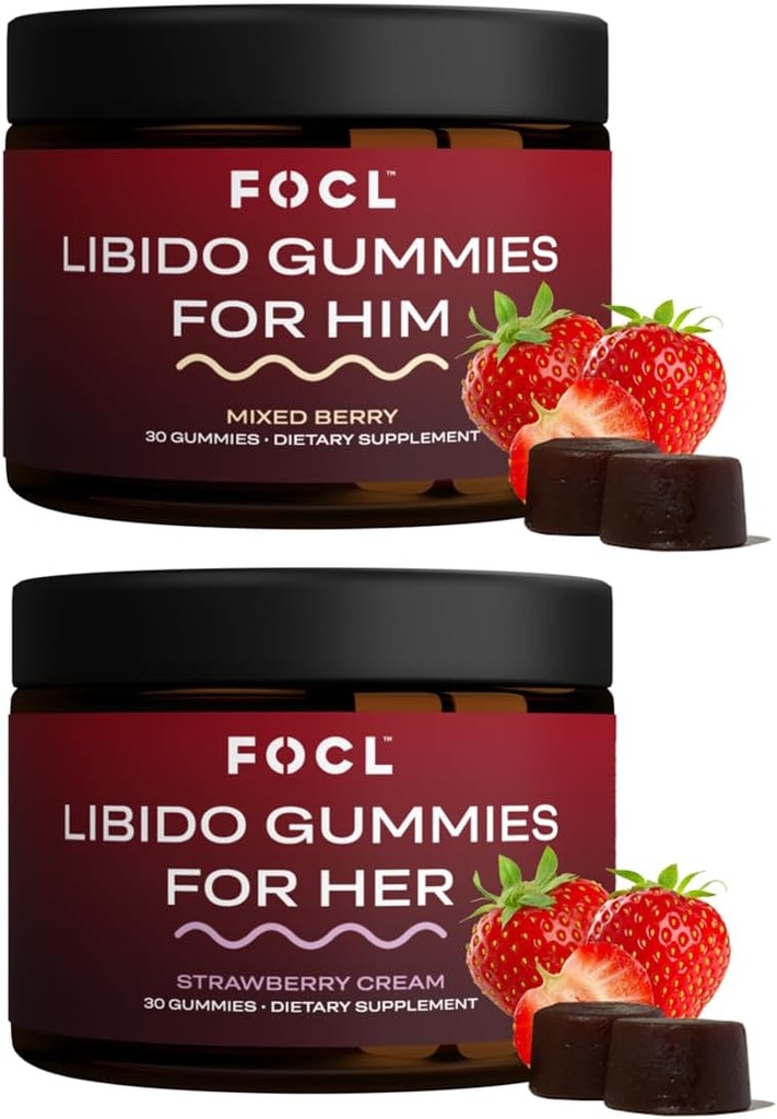 FOCL Kobieta & Mężczyzna Libido Booster Intimacy Set - 1 Miesiąc dostaw Libido Gummies dla mężczyzn i kobiet z napalone kozie Weed Weed 124; Boost Desire, Arousal, Energy, Stamina, Performance, Endurance, Hormon Balance