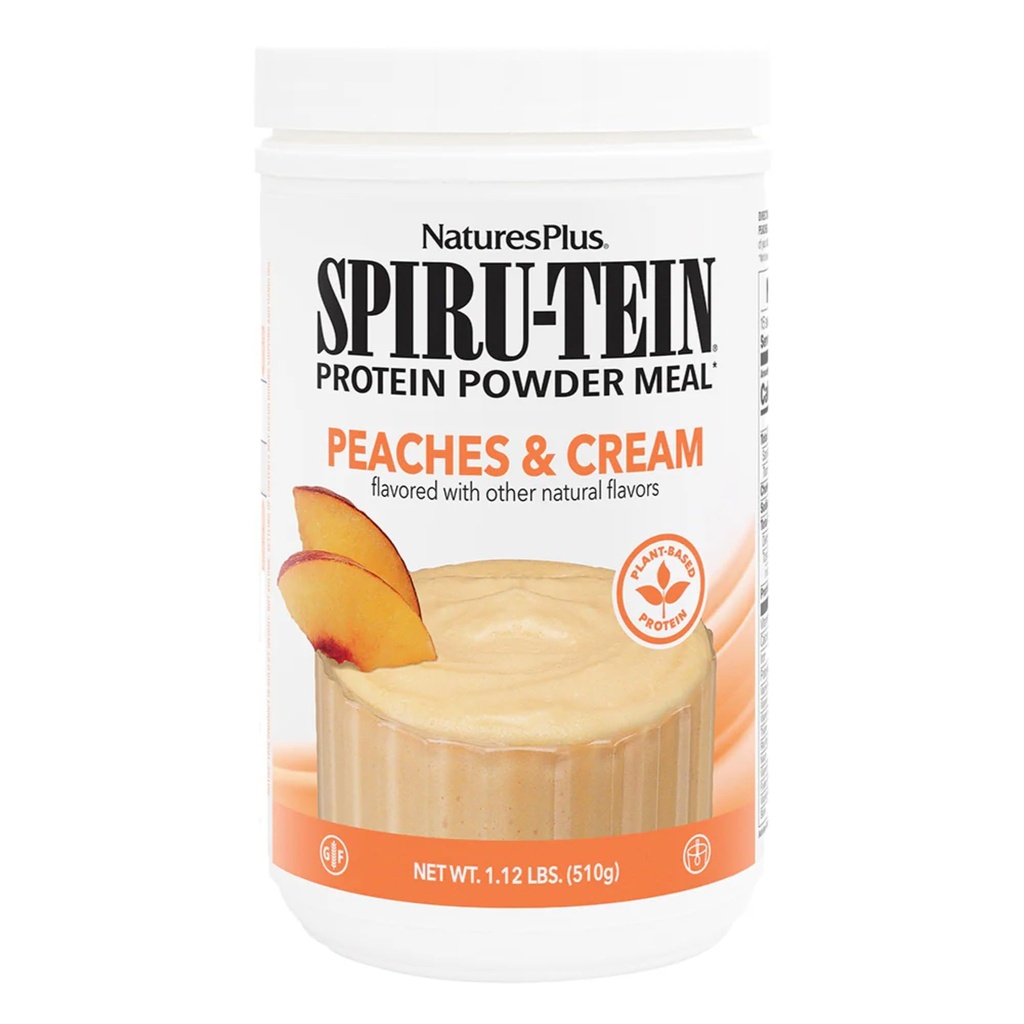 NaturesPlus SPIRU- TEIN Wstrząsnąć - Brzoskwinie i smar śmietankowy - 1.1 lbs, Proszek z białka Spirulina - roślinna wymiana posiłków, witaminy i minerały dla energii - wegetarianin, Gluten- Free - 15 Sługi