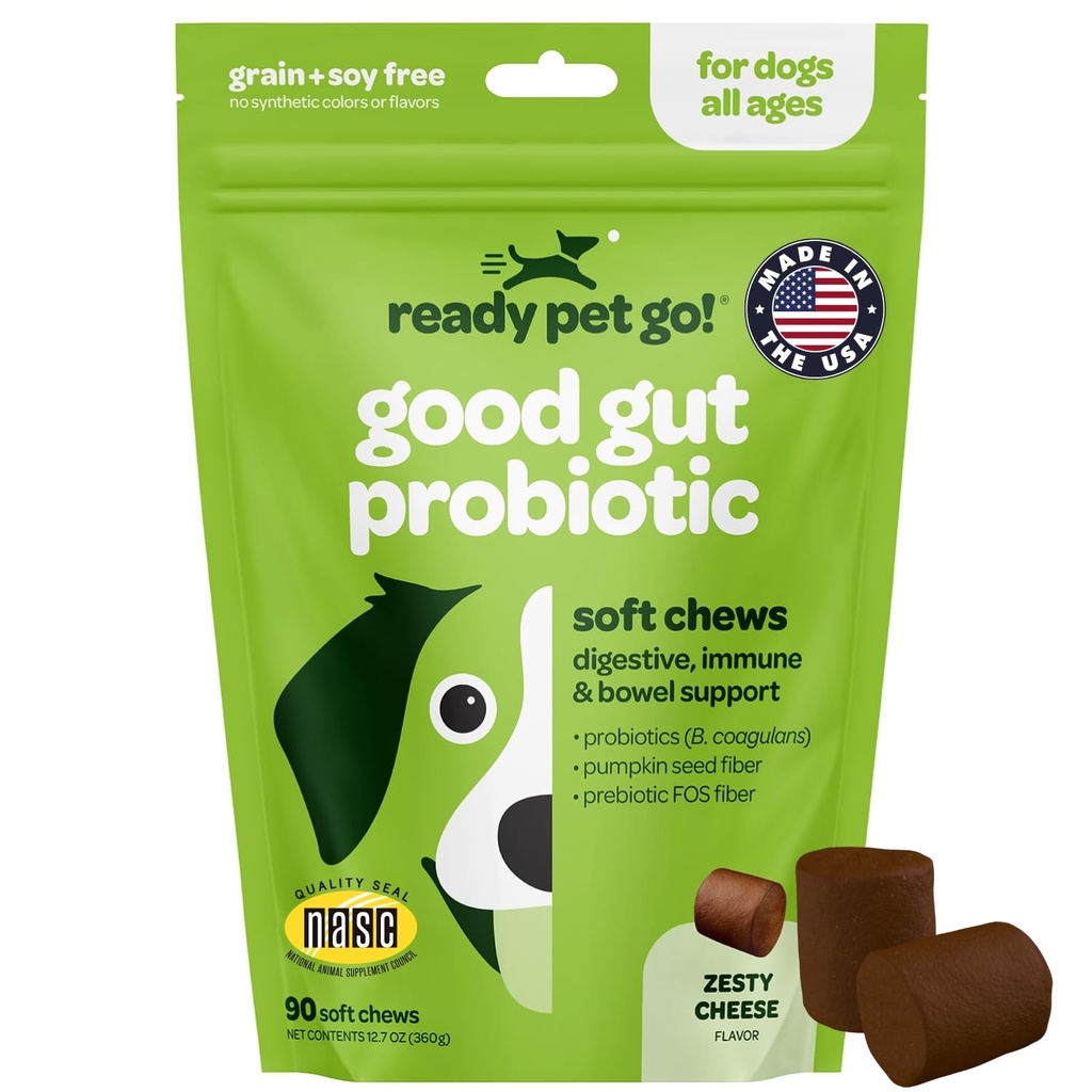 Probiotyczne żucia dla psów Gut Zdrowie 124; Smaczne Pre i Probiotyki dla psów Digestive Health z dyni Probiotyki psów i Enzymy spożywcze 124; NASC Certified & Made in USA