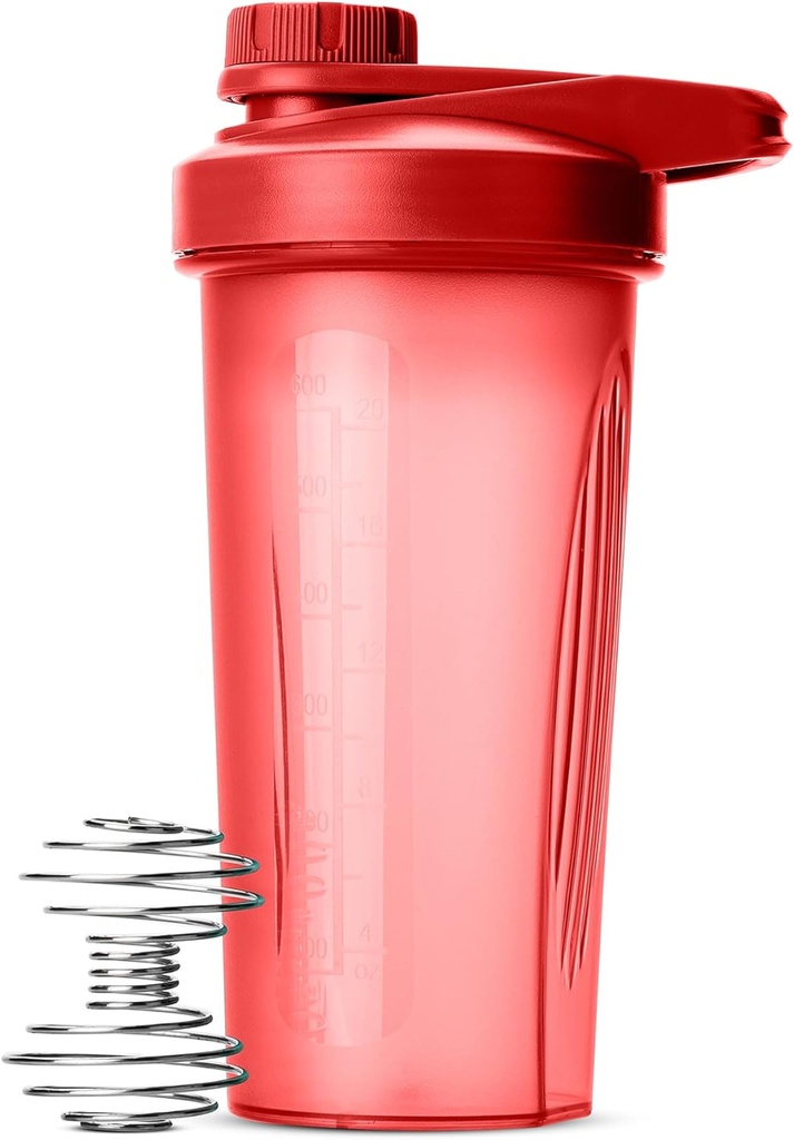 Pan Pen- Shaker Butelka na miski protein, 28 oz, Red With Twist Cap and Wire Whisk Ball, Mixer Cup for Shakes