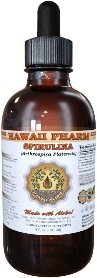 HawaiPharm Spirulina Liquid Extract, Organic Spirulina (Arthrospira platensis) Tincture, Herbal Supplement, Made in USA, 2 fl.oz