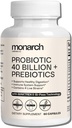 Probiotyczne 40 Miliard + Prebiotyki: 4 Różnorodne Cieśniny - Digestive & Gut Health (60 Kapsułek) - Probiotyki dla kobiet i mężczyzn - Naturalne Bilans 124; Gut Health & Immune Supplement Supplement Divestive 124; Zapewnia wsparcie pokarmowe