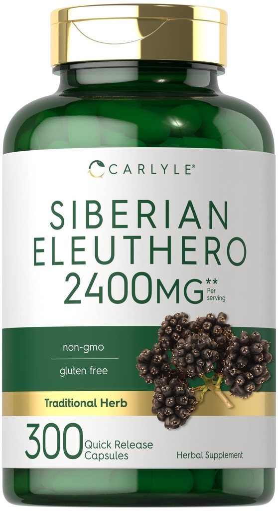 Carlyle Syberyjski Eleuthero 124; 2400mg 124; 300 Kapsułek 124; Non- GMO i Gluten Free Formula 124; Syberyjski Ginseng 124; Tradycyjny suplement ziołowy