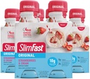 SlimFast Meal Replacement Shake, Oryginalne truskawki i śmietanka, 10 g Gotowy do picia białka dla utraty wagi, 11 Fl. Oz Butelka, 4 Hrabia (Opakowanie po 3) (Opakowanie może Vary)
