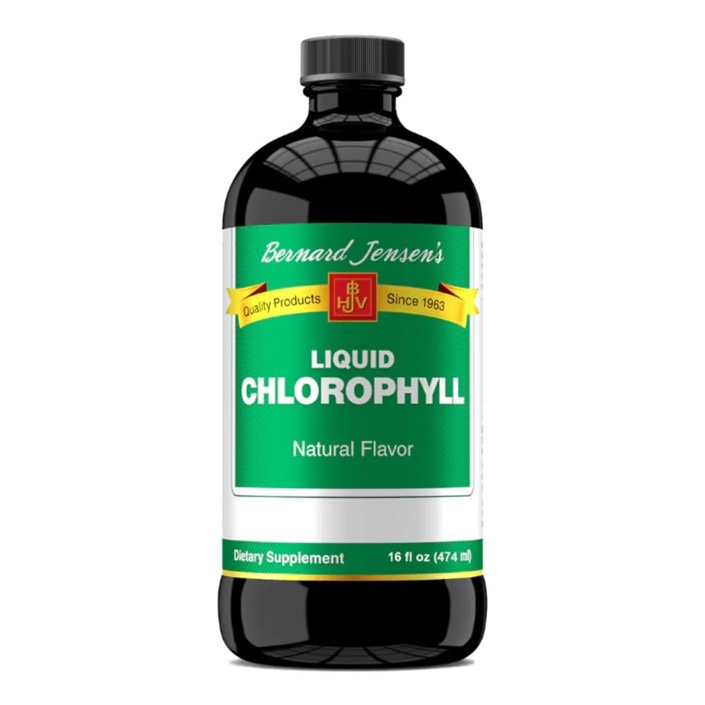 Preparat Bernard Jensen w 100% Pure Natural Chlorophyll Flavor Liquid Supplement Agreement 124; Promotes Alkaline Ph España 124; Pomaga oczyścić krew 124; 16 Unce Fluid (474 ml)