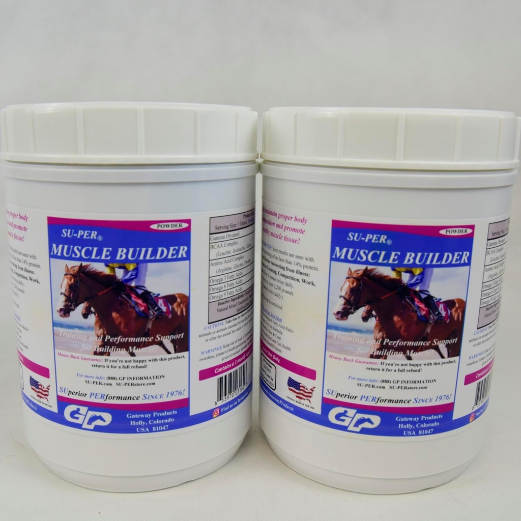 SU- PER Muscle Builder Horse Supplement - Trening and Performance Supplement for Trening Muscle - 2.5 Funt, (2 opakowania)