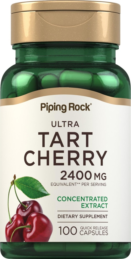 Piping Rock Tart Cherry Extract Kapsułki 2400 mg Bilans 124; 100 Tabletki Bilans 124; Sok skoncentrowany ekstrakt 124; Nie-GMO, Gluten suplement
