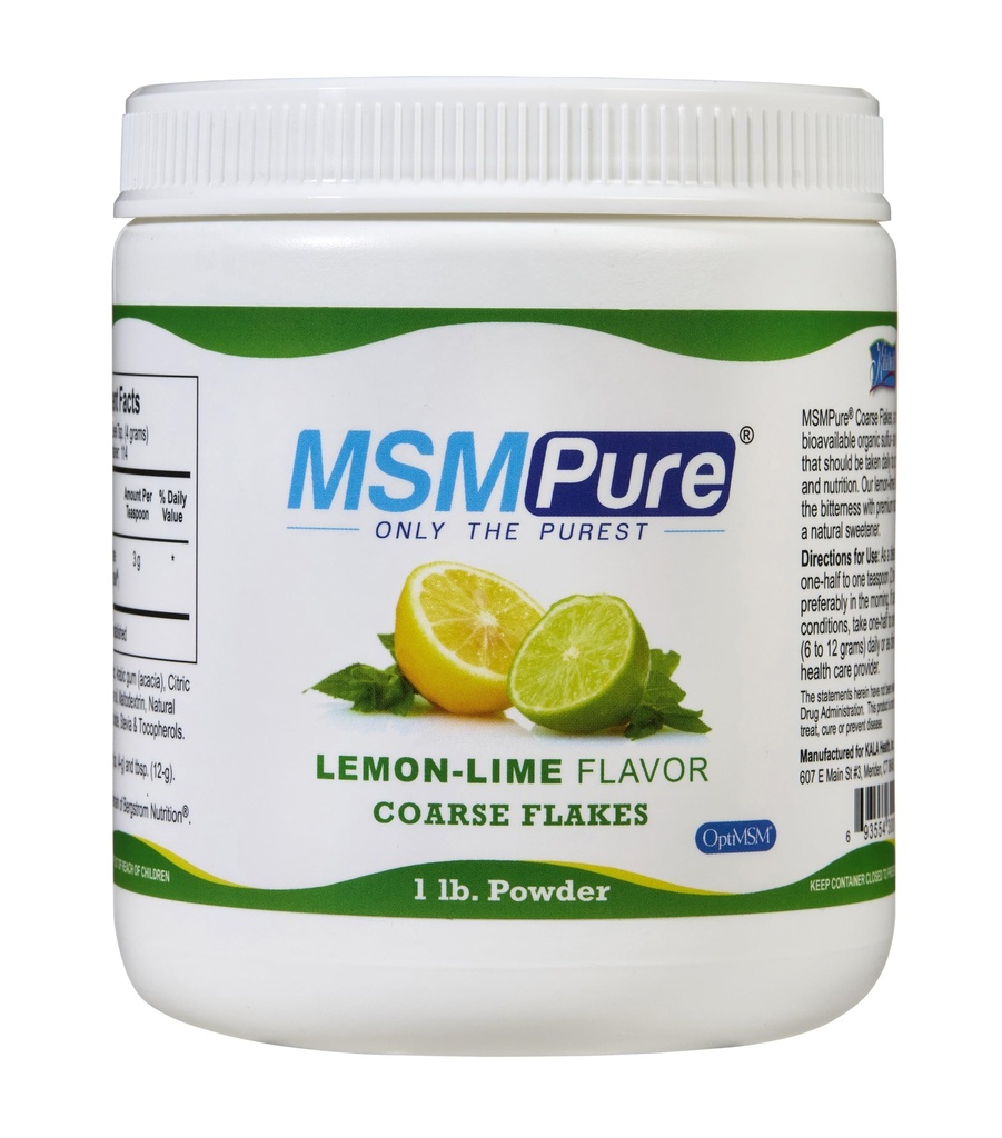 KALA ZDROWIE MMPURE Lemon Lime Aflavored Grube płatki proszkowe MSM - US- Made MSM dla wspólnego zdrowia, Wygląd skóry, i wsparcie włosów i paznokci - 1 lb, Siarka organiczna