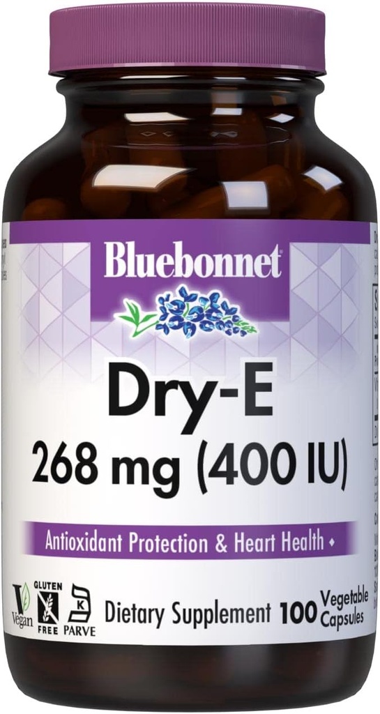 BlueBonnet Dry E- 400 IU Kapsułki roślinne, 100 Count