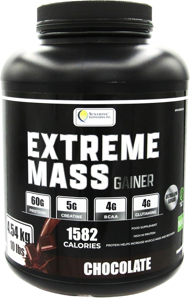 Ekstremalna masa Gainer Muscle Builder, 10 funtów (4,54 kg) z mniej cukru do intensywnego treningu treningu wykonane z wysokiej Calorie wzmocnione białka serwatki (Czekolada)