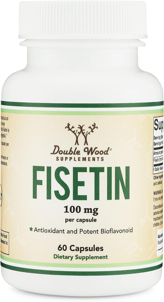 Suplement Fisetin - 100mg aromatów bioaktywnych, 60 Hrabia (Bioflavonoid Polifenoli Suplement podobny do Apigenin, Luteolin i Quercetin) Wsparcie starzenia Senolityk przez podwójne drewno