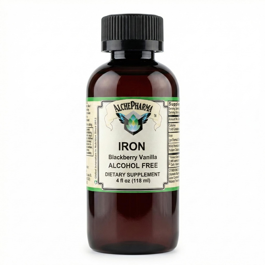 Płyn żelazny (łagodny wysoki stopień absorpcji Żelaza bisglicynian szelat) BlackBerry Vanilla 4 fl oz 24 Służenia