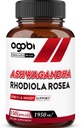 Agobi Ashwagandha Suplement z Rhodiola Rosea 1950mg - Wysoka koncentracja ekstraktu do układu immunologicznego, Siła, Produkcja energii, Skupianie & Ogólne zdrowie - 150 Kapsułki