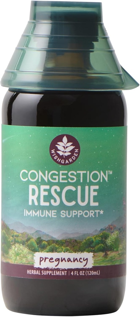 WishGarden Herbs Rescue Immune Support dla ciąży - Koi ból gardła, górne drogi oddechowe i zatoki, Wspiera zdrową reakcję na fever, Bezpieczne dla ciąży & Poppartum, 4oz