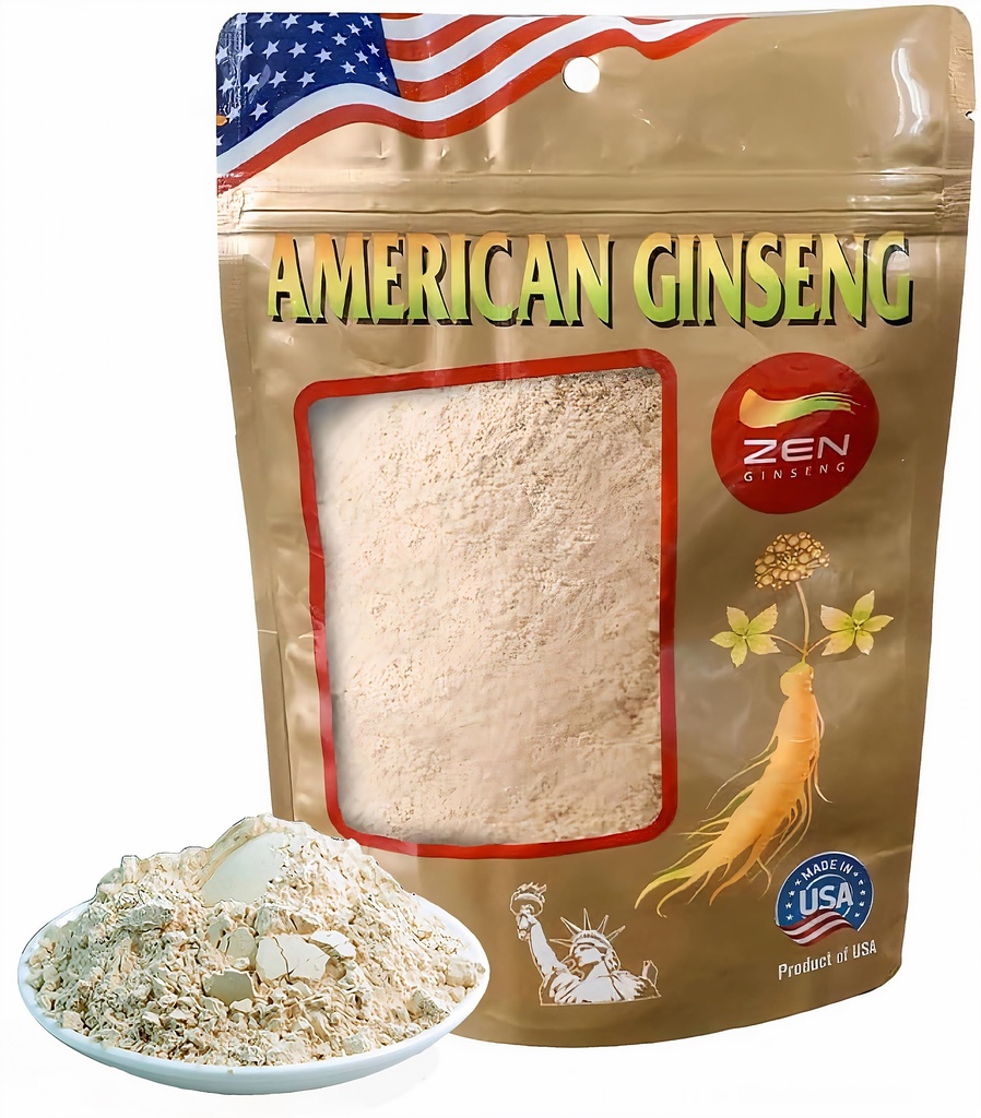 Zen Ginseng Powder - 4 oz. Worek American Wisconsin Ginseng - Non-GMO, Gluten Free - na zupy, herbaty, kawy, soki, koktajle i pieczenie.