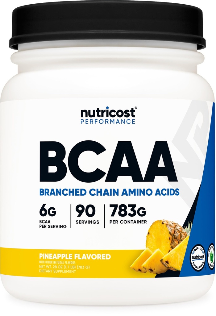 Nutricost BCAA Proszek (Ananas, 90 Słupki) - Optymalny 2: 1: 1 Stosunek