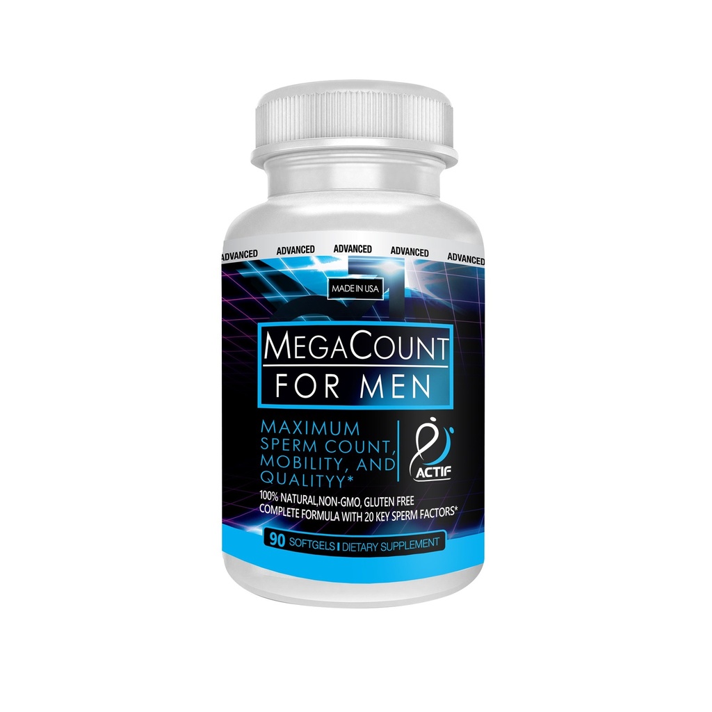 ACTIF MegaCount for Men - Maksymalne wsparcie płodności i Sperm Count Booster, Klinicznie udowodnione poprawić Sperm Count i Motility - Non-GMO, Made in USA, 90 Count