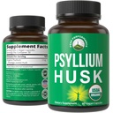 USDA Organic Psyllium Husk Vegan Kapsułki wykonane z Organic Psyllium Husk Seed. Fiber Supplement for Gut. Tabletki na trawienie, bez wzdęcia. Tabletki