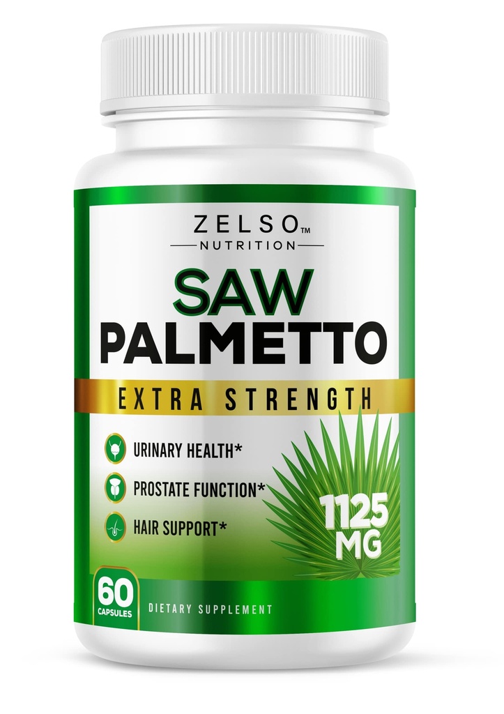 Piła Palmetto Prostate Suplement dla mężczyzn, 3- in-1 Korzyści, Dodatkowa siła DHT Blocker dla wzrostu włosów i Beta Blocker dla zdrowia moczu, Pothent Prostate Wsparcie funkcji, 30 Day Supply (60 Count)