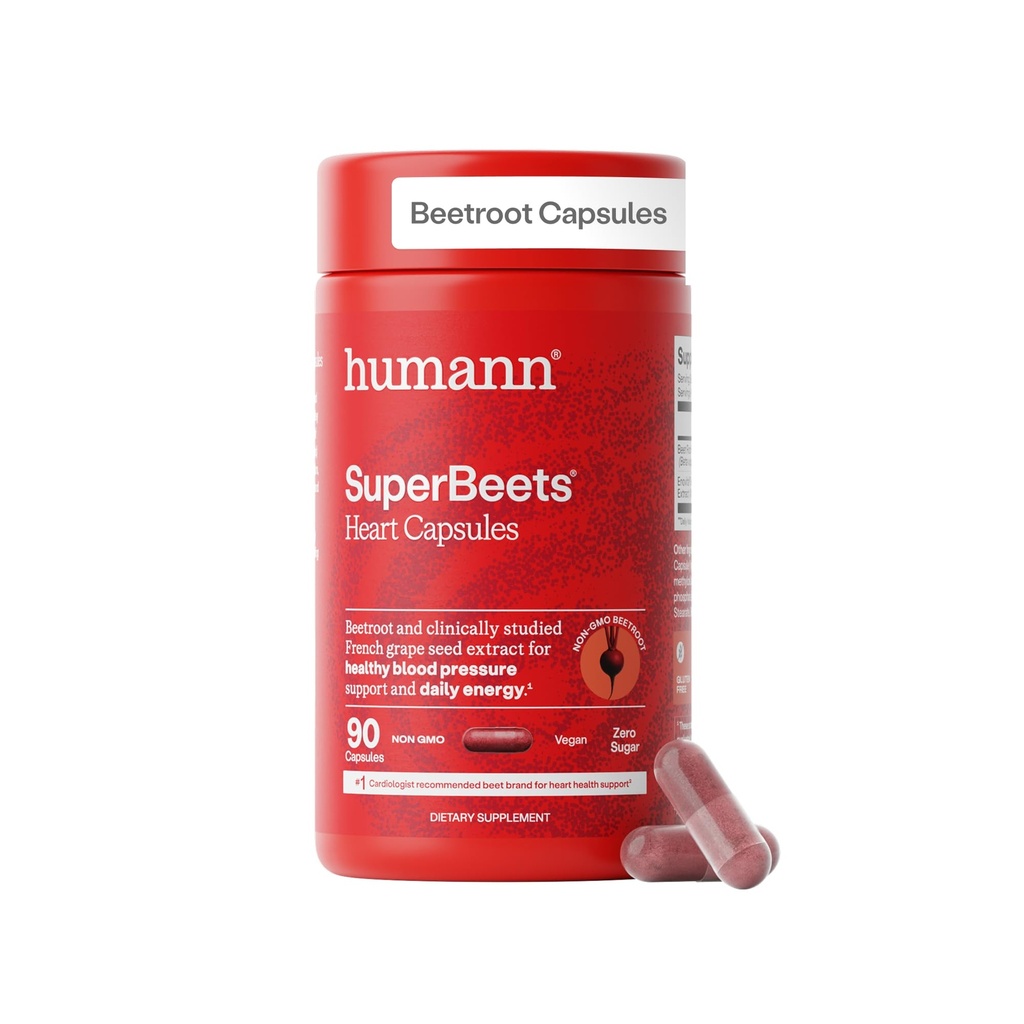 Humanin SuperBeets Beet Korzeń kapsułki szybkie Release 1000mg, Pomaga wspierać produkcję tlenku azotu, Ciśnienie krwi, Heart Health, Zawiera nie-GMO Buraki w proszku, Badane przeciwutleniacze 90 Liczba