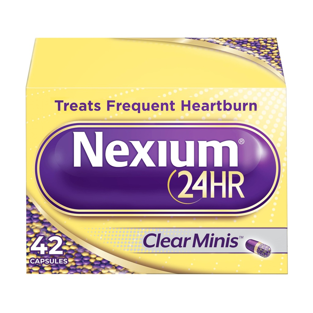 Nexium 24HR ClearMinis Acid Reducer Heartburn Relief Opóźnione uwalnianie kapsułki na cały dzień i całą noc ochrony przed częstym Heartburn, Heartburn Medicine With Esomeprazol Magnezu - 42 Count