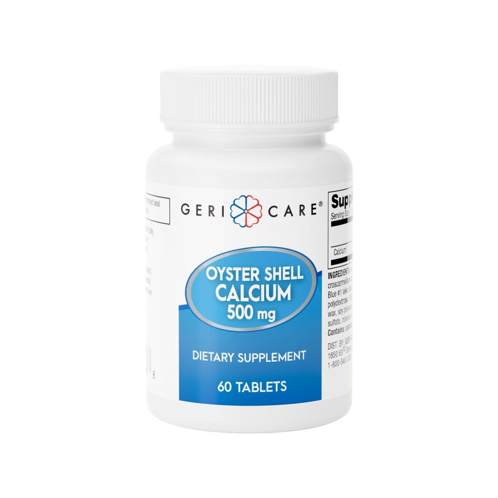 Gericare Oyster Shell Wapń 500 mg, Zdrowie Kości, Suplement odżywczy, 60 Liczba (Opakowanie po 1)