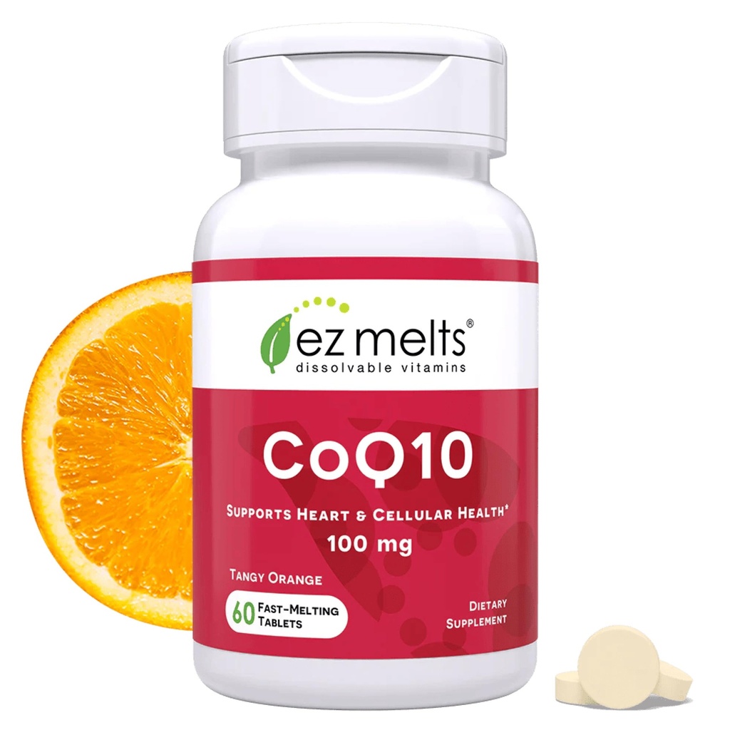 EZ Stopy rozpuszczalne CoQ10 Suplement 100 mg, bez cukru, 2-miesięczne dostawy - 1 opakowanie