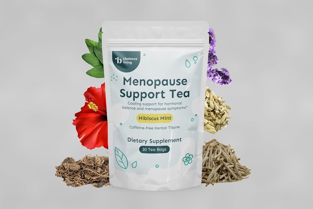 Menopauza Wsparcie herbaty 124; Ulga chłodnicza dla gorących błysków, nocne poty, dreszcze nastrojowe, niespokojne snu 124; z Black Cohosh, Czerwona koniczyna, Sage 124; 100% Organic Golf 124; Hibiscus Mint Flavor 124; 30 Tea Bags