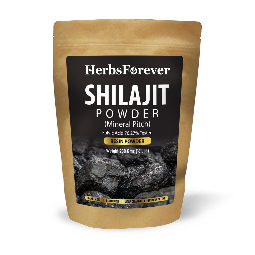 Herbsforever Shilajit Proszek Mineral Pitch Przeciwutleniacz Ogólne Wellness skoncentrowany ekstrakt 6: 1 8.11 oz 230 GMS