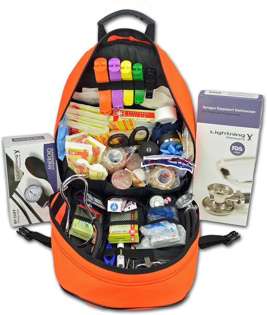Błyskawica X Pierwsza odpowiedź EMT / EMS Backpack zapakowane pierwszej pomocy dostaw zestaw B (Fluorescent Orange)