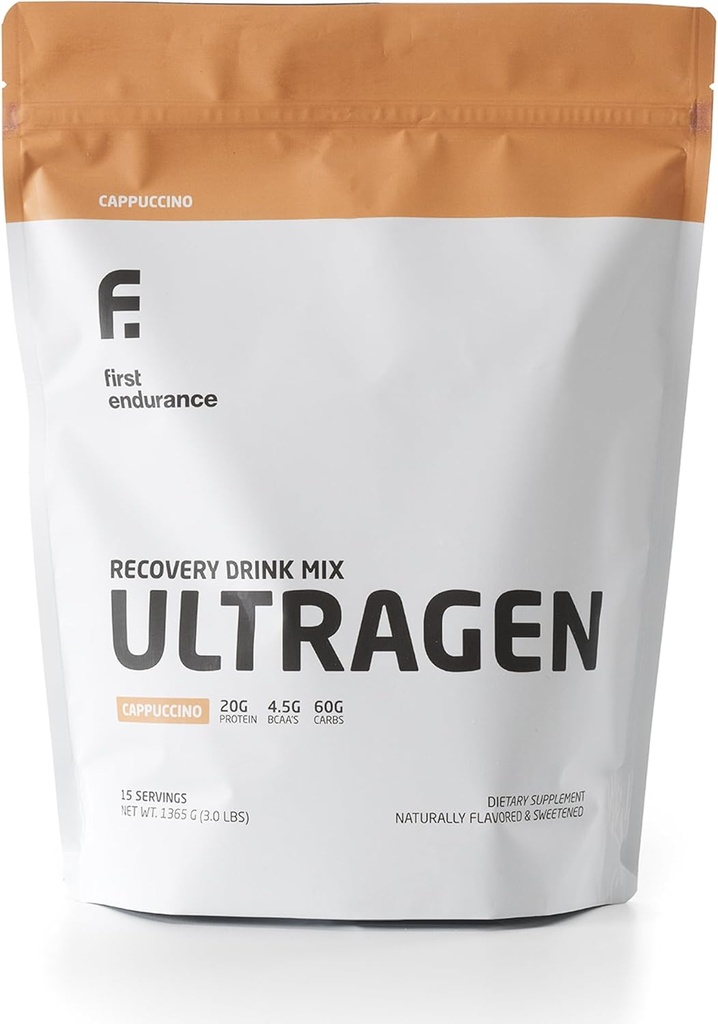 PIERWSZY ENDURANCE Ultragen Workout Recovery Drink, Mieszanka protein, Wzmacnia energię, Przyspiesza Odzyskiwanie 124; Cappuccino, 15 Służenie