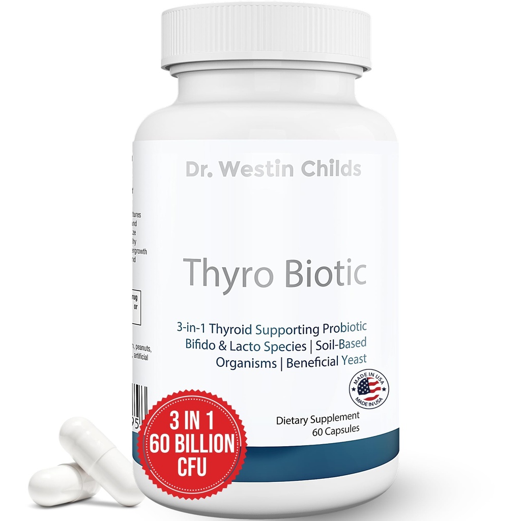 Dr Westin Childs Thyro Biotic Biotic 124; Probiotyk dla kobiet - Wsparcie dla tarczycy, Digestive Health & Hormones 124; Saccharomyces boulardii, Bacillus coagulans, lactobacillus & bifido 60 Milion CFU