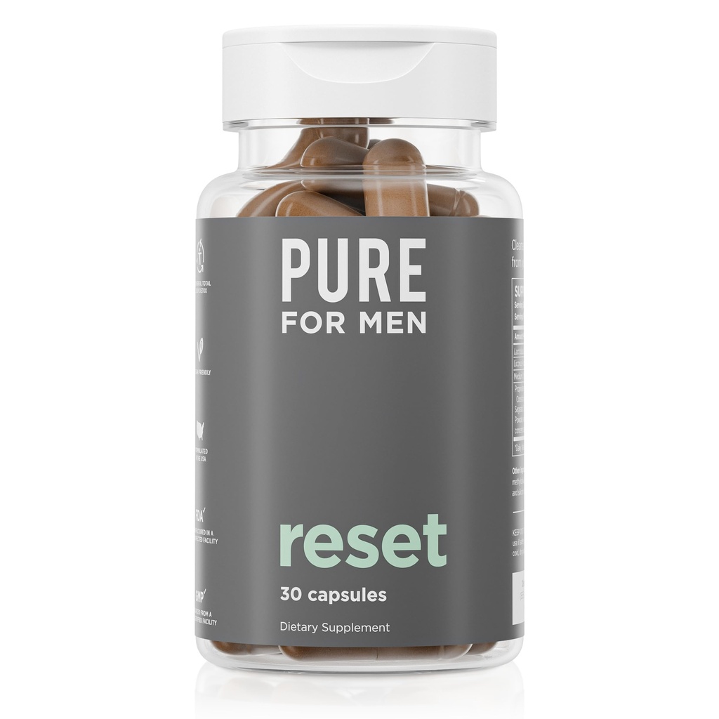 Czysty dla mężczyzn Detox Suplement, Reset 124; Promotes Digestive & Gut Zdrowie, Pomaga usunąć toksyny i wspomaga system immunologiczny, Colon Cleanse 124; 30 Kapsułki