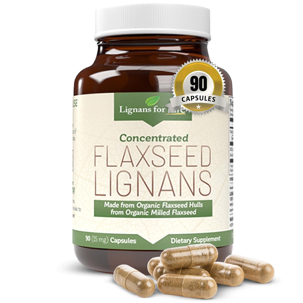 Lignans For Life Flaxseed Lignans for Dogs & People - Organic Flaxseed Supplement for Hormon Support, 15 mg 90 Kapsułek, Flax Seed for Dogs & Women, High- Fiber