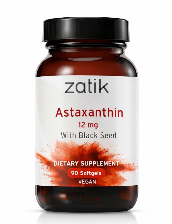 Zatik Naturals - Astaksantyna 12 mg z Organic Black Seed, Przeciwutleniacz, 90 Vegan Softgels