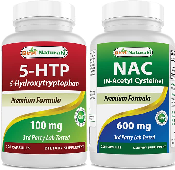 Najlepsze naturals 5- HTP (5- hydroksytryptofan) 100 mg & NAC - N Acetylo Cysteina 600 mg