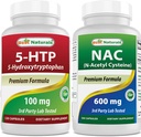Najlepsze naturals 5- HTP (5- hydroksytryptofan) 100 mg & NAC - N Acetylo Cysteina 600 mg