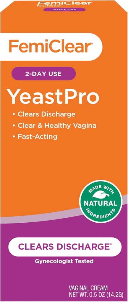 FemiClear YeastPro Cream, Cleans Absolutorium, Szybkie aktorstwo, Made with Natural Ingredients, Gynecolog Tested, 0.5oz Cream